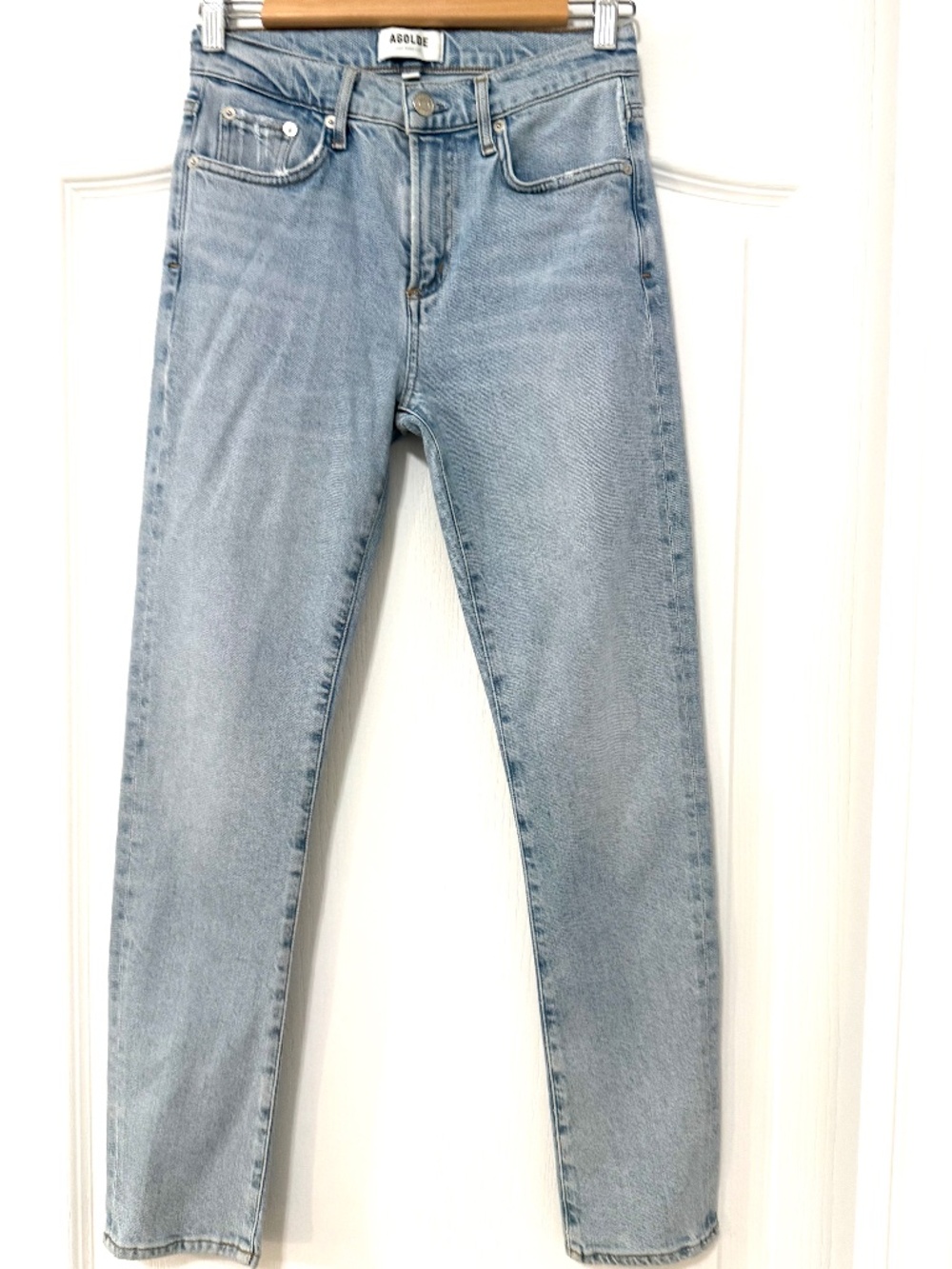 AGOLDE Toni High Rise Straight Crop Jeans - Light Wash Daylight Size 24